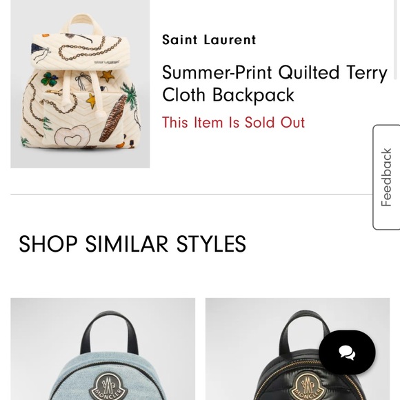 RARE YSL Saint Laurent Summer Print Quilted Terry Cloth Backpack - Picture 9 of 9